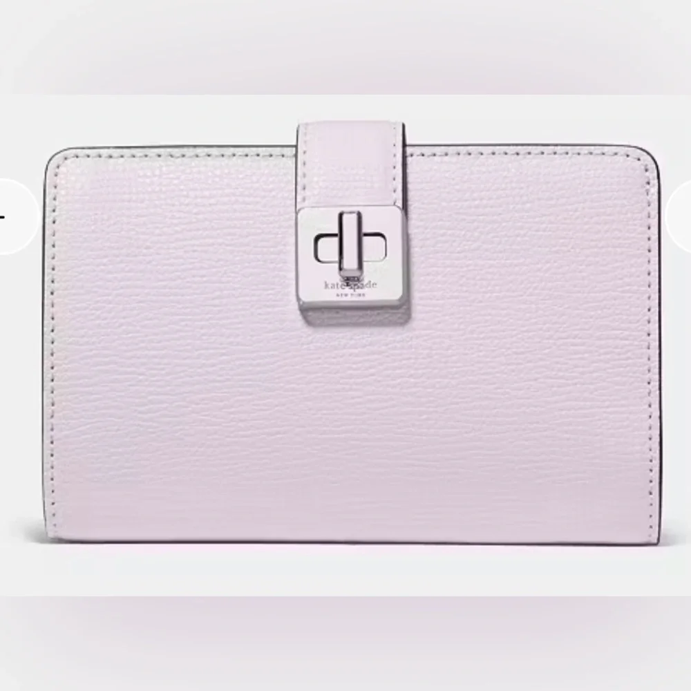 Kate Spade Women’s Phoebe Refined Grain Leather Turn Lock Wallet Lilac